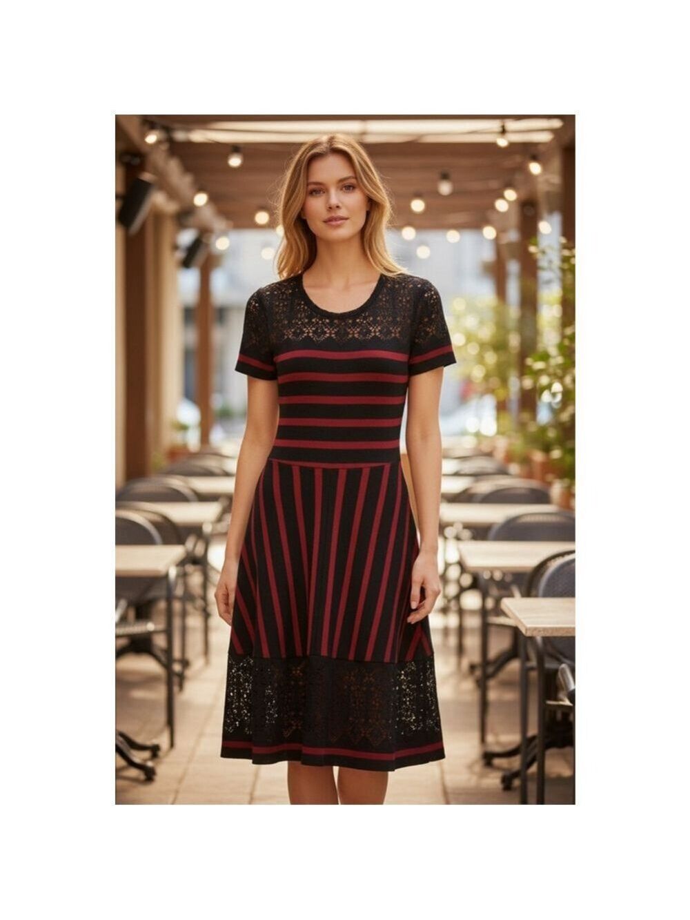 BCBGMaxAzria Bryonna Short Sleeved Dress with Lace Size XS
